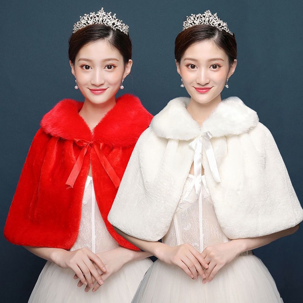 Shawl Wrap Winter - ผ้าคลุมไหล่สำหรับผู้หญิงสีขาวสำหรับฤดูหนาว ผ้าพลัฌหนานุ่ม คลุมไหล่ยาวถึงข้อศอก เหมาะสำหรับงานแต่งงาน ผ้าคลุมไหล่เจ้าสาว ผ้าคลุมไหล่แบบแจ็คเก็ตอุ่นๆ