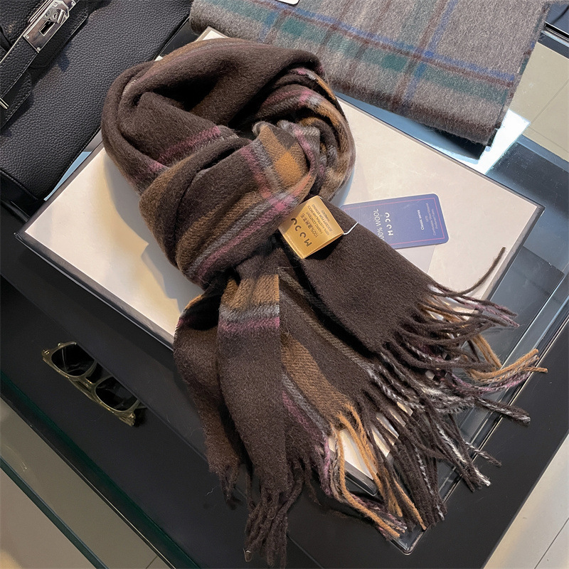 Wool Scarf Men - ผ้าพันคอผู้ชายขนสัตว์แท้ 100% คุณภาพสูง นุ่ม อุ่นสบาย ผ้าคลุมไหล่แคชเมียร์สำหรับผู้ชาย