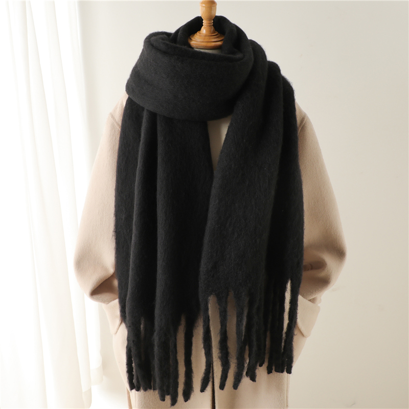 Cashmere Pashmina Wrap - ผ้าพันคอฤดูหนาวสำหรับผู้หญิงผ้าแคชเมียร์อบอุ่นผ้าห่ม Pashmina สีทึบผ้าคลุมไหล่ bufanda ผ้าคลุมไหล่พู่ใหญ่ผ้าคลุมไหล่ยาวผ้าปอน