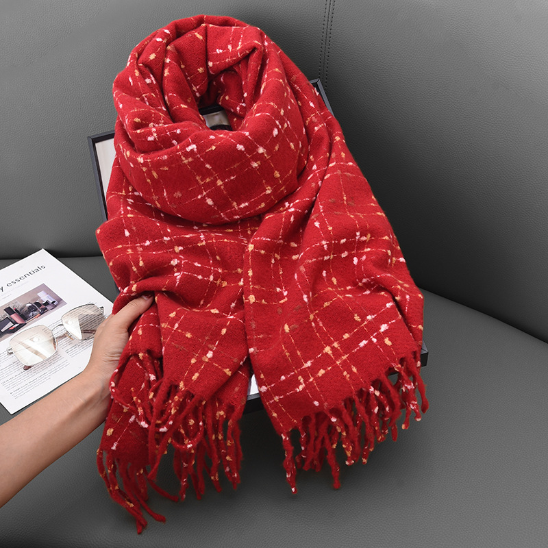 ผ้าพันคอไหมพรมลายสก็อตพิมพ์ลาย - Cashmere Pashmina Wrap บทวิจารณ์และราคา