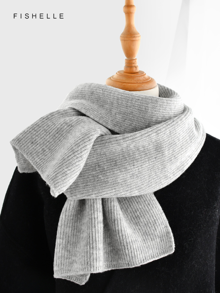 สีเทาสีทึบผ้าพันคอผ้าพันคอฤดูห - Wool Scarf Men บทวิจารณ์และราคา