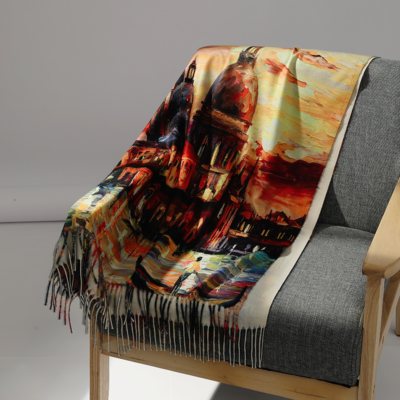 แบรนด์หรูภาพวาดสีน้ํามันผ้าพัน - Shawl Wrap Winter บทวิจารณ์และราคา