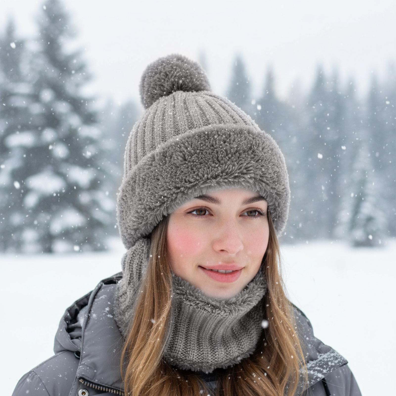 หมวกฤดูหนาวสำหรับผู้หญิง หมวกบ - Neck Gaiter Fleece บทวิจารณ์และราคา